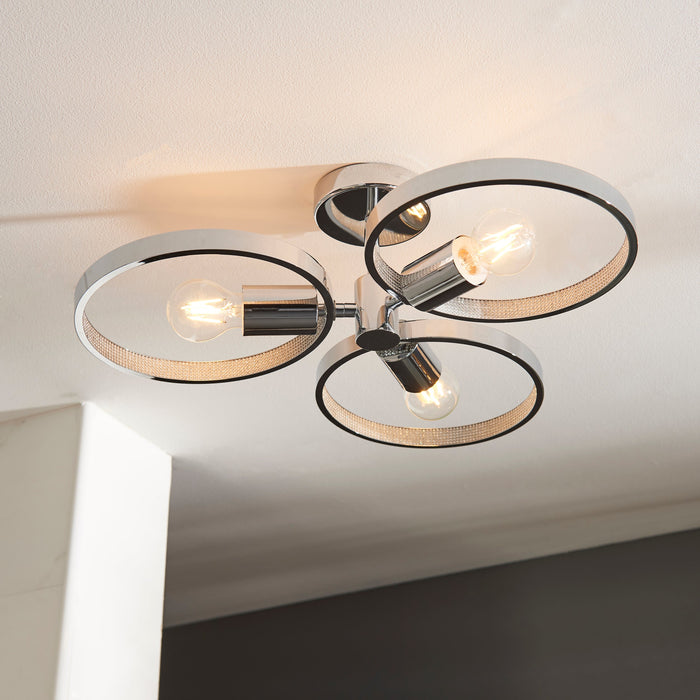 Merola 3lt Semi Flush Bathroom Ceiling Light