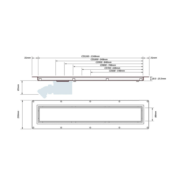 McAlpine 700mm Polished Steel Standard Channel Drain - CD700-P