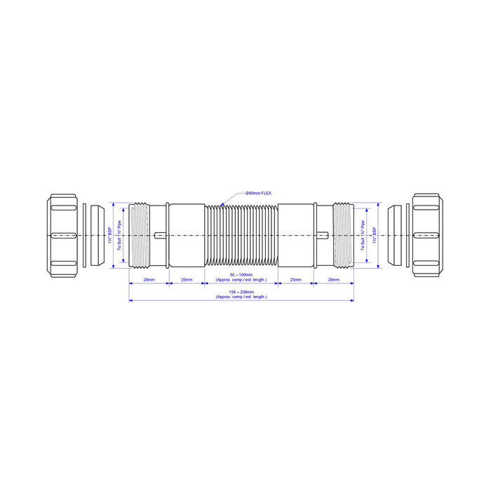 McAlpine 1.25" Flexible Fitting - Universal x Universal - FLEXCON3