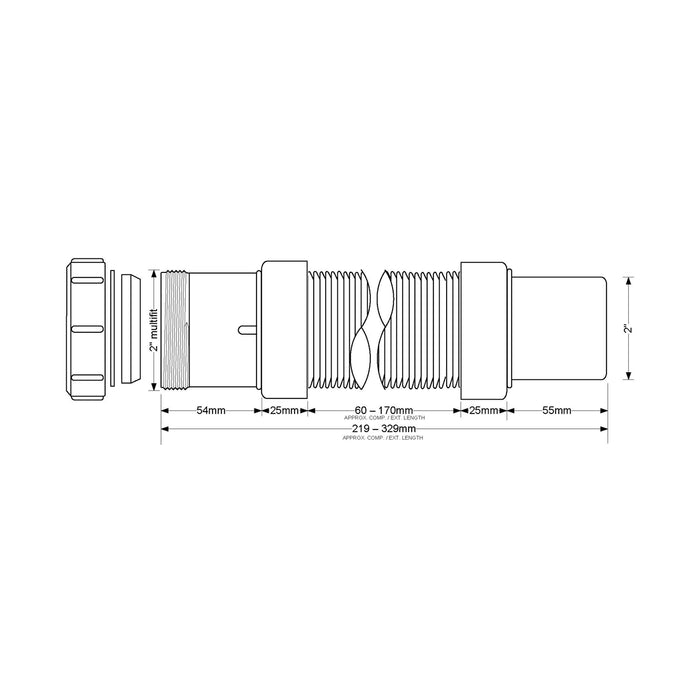 McAlpine 2" Flexible Fitting - Universal x Plain Spigot - FLEXCON8