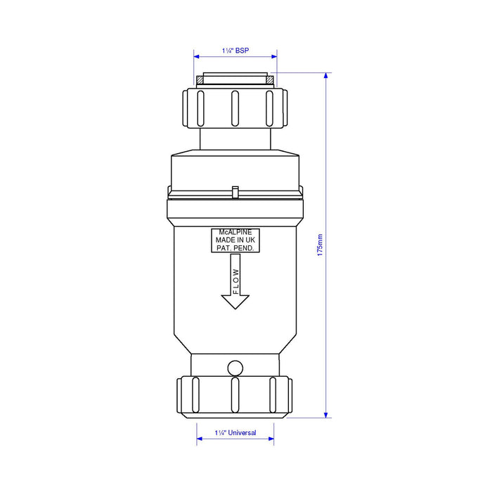 McAlpine 1.25" Self Closing Waste Valve - Loose Nut x Compression - MACVALVE-1