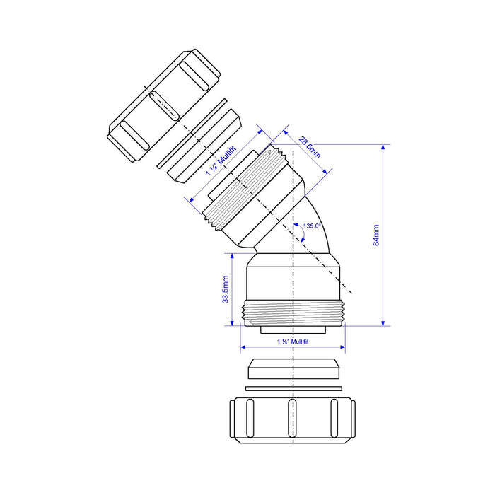 McAlpine 1.25" 135 Deg Multifit Bend - MS20