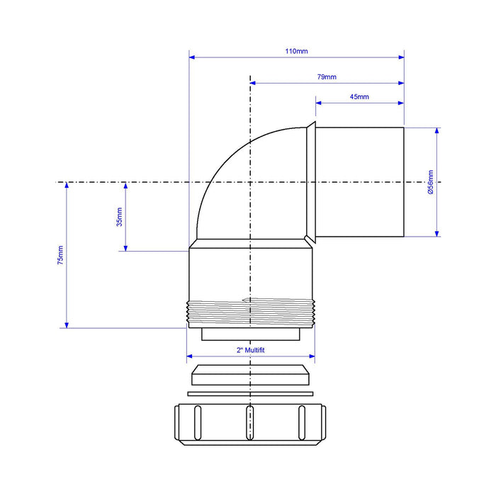 McAlpine 2" 90 Deg Multifit Bend x Plain End - MZ4L