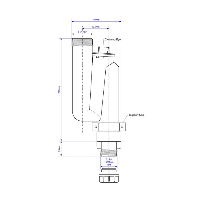 McAlpine Offset Trap with 34mm Open Inlet (75mm Water Seal) - OBT2-CO