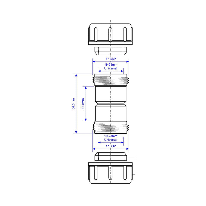 McAlpine 19/23mm Universal Compression Straight Overflow Connector - R1M