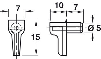 Shelf support, plug in for 5 mm hole, 60 kg load carrying capacity - per 100 - 282.27.401