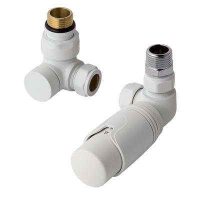 Eastbrook 15mm Corner TRV & Lockshield Valve Matt White - 12.053