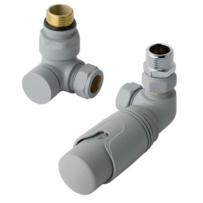 Eastbrook 15mm Corner TRV & Lockshield Valve Matt Grey - 12.054