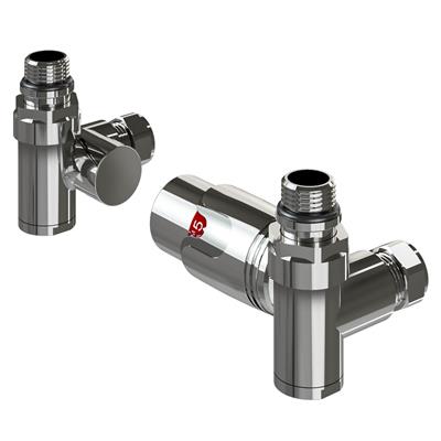 Eastbrook 15mm Corner Dual Fuel TRV & Lockshield Valve Chrome - 12.058