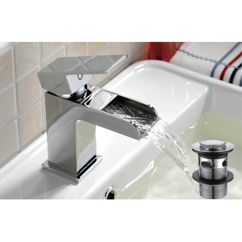 The Bathroom Accessory Company Square Waterfall Mono Basin Mixer inc. Sprung Waste - 029.28.001