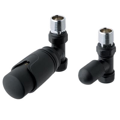 Eastbrook 15mm Straight TRV and Lockshield Valve Matt Black - 41.3022