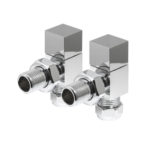 Square Angled Radiator Valve Pack Pair Chrome - 69028