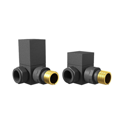 Square Corner Radiator Valve Pack Pair Anthracite - 69035