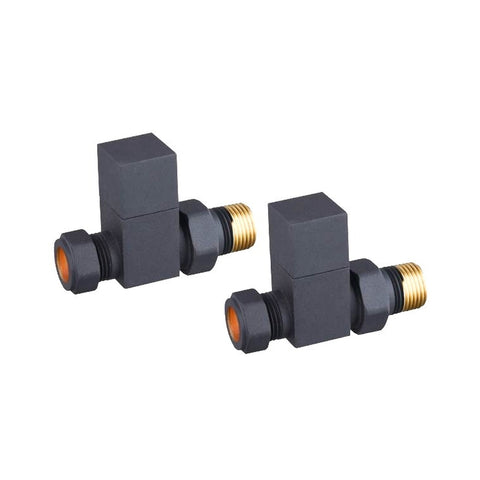 Square Straight Radiator Valve Pack Pair Anthracite - 69036