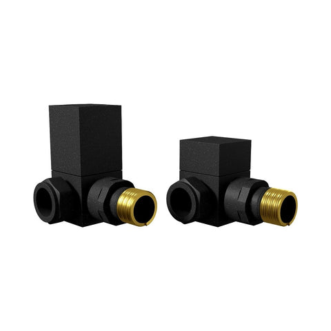 Square Corner Radiator Valve Pack Pair Black - 69043