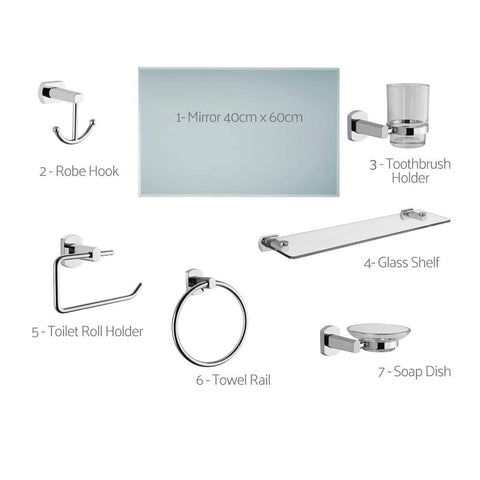 VitrA Bathroom Accessory Set, 7 Pieces - A44965