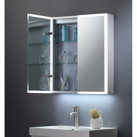 Bethany Double Door Mirror Cabinet LED Surround c/w Sensor Switch & Shave Socket - 600x700mm - TIS3104